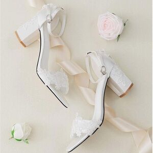 Elegant White Block Heel Sandals